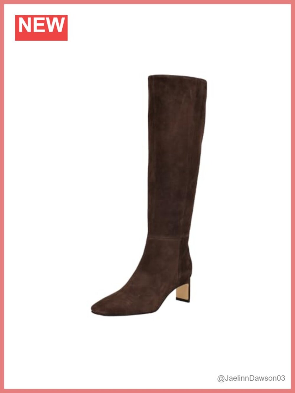 Calvin Klein Caterine Knee-High Dress Boots Faux Leather Square Toe Flare Heel